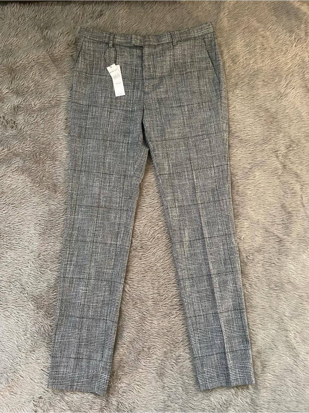 Topman Gray Glen Plaid Dress Pants ( 34, 34 )